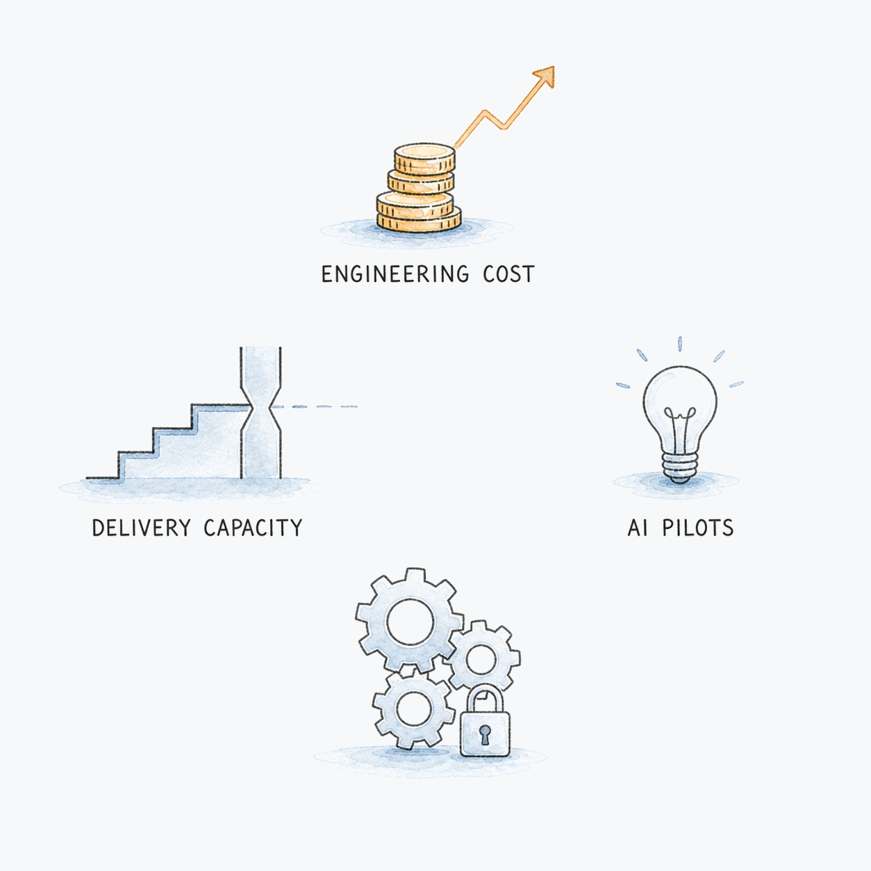 Complex industrial infrastructure representing a difficult-to-change core platform